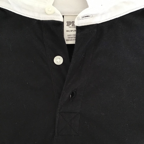 VS PINK BLACK & WHITE COLLEGIATE COLLECTION PINK NATION RUGBY TOP SIZE XS - Picture 10 of 14